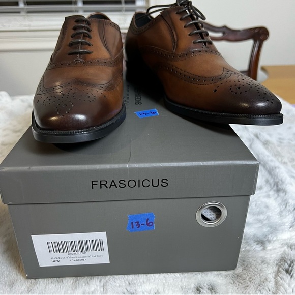 New Men’s Brown Leather Oxford Dress Shoes sz 7 / 38 - Picture 5 of 13